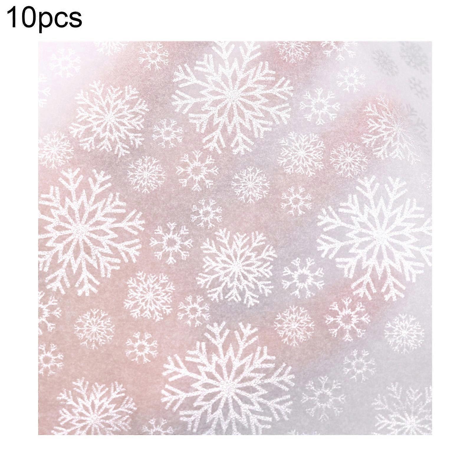 10Pcs/Set Wrapping Tissues Cartoon Pattern Recycled Paper Merry Christmas Snowflake Printed Packaging Paper for Gift KAESI