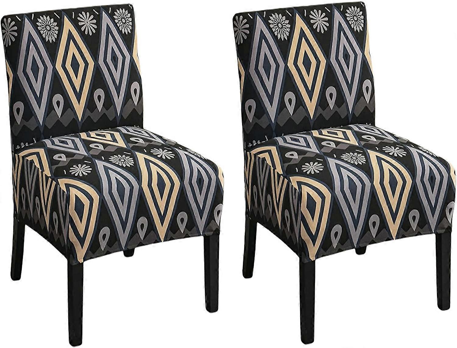 2 stycken tryckta armlösa stolsöverdrag stretch armlösa accentstolsöverdrag avtagbar accent toffel stolsöverdrag för vardagsrum matsal hotell armlös