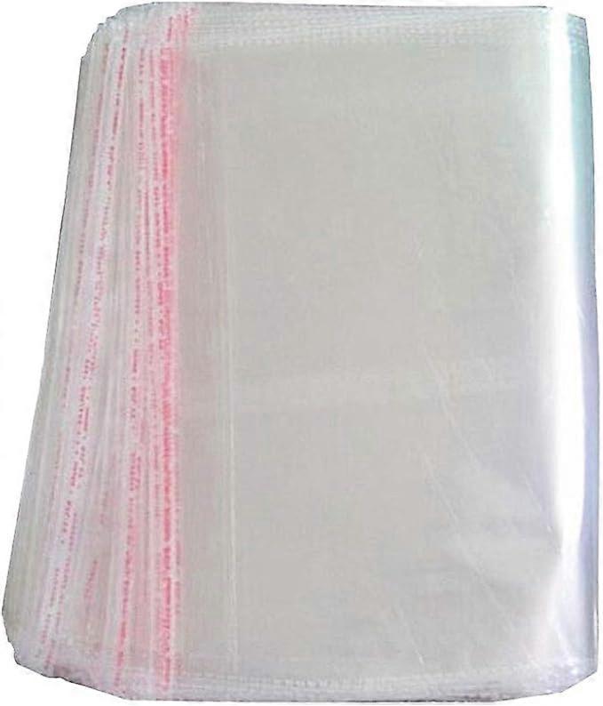 Pack of 100 transparent plastic bags with self-adhesive closure Presentation packaging 25 x 44 cm