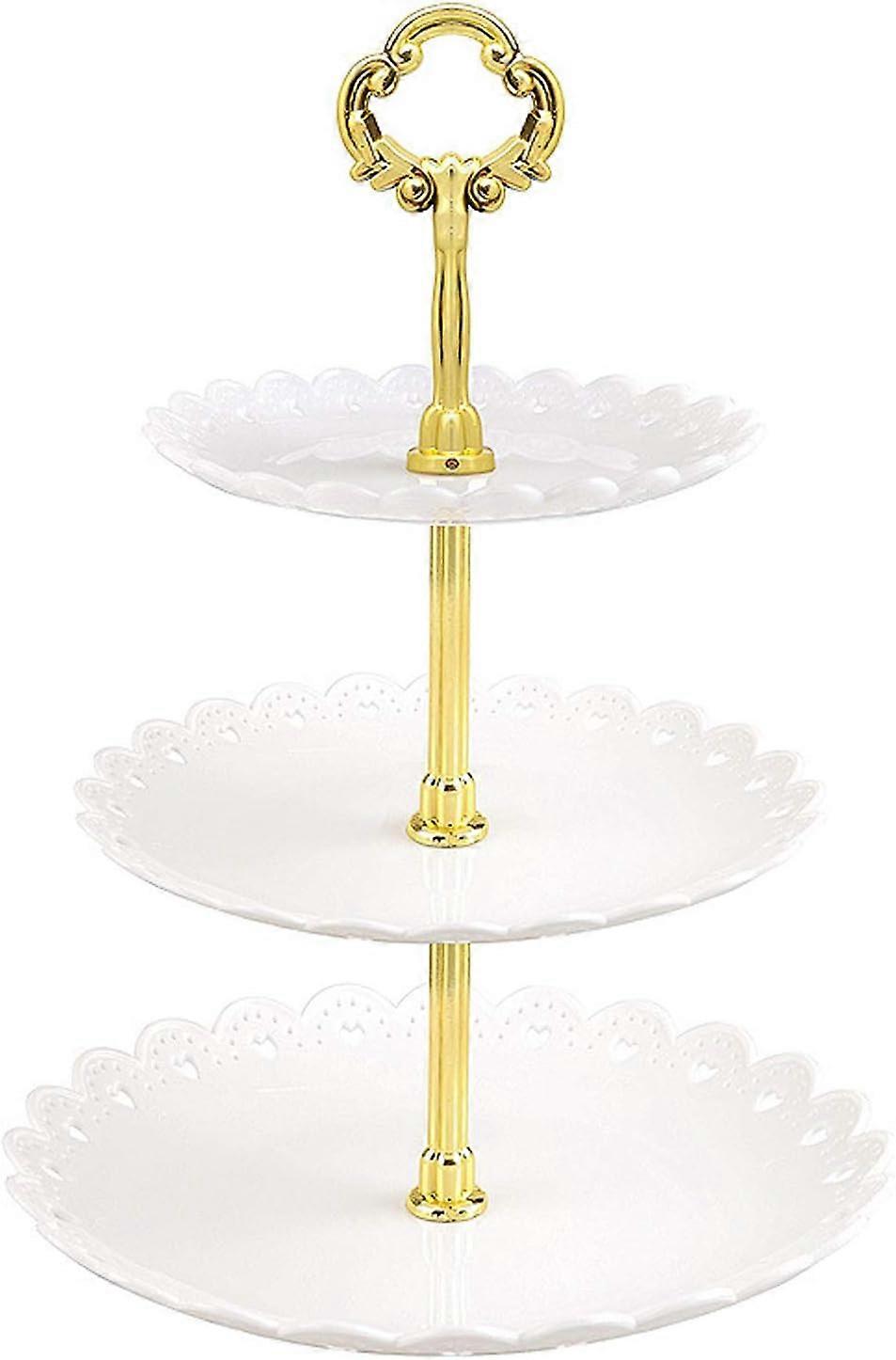 3 Tier Cake Stand Plastic Dessert Stand, Mini Cake Fruit Candy Display Tower white