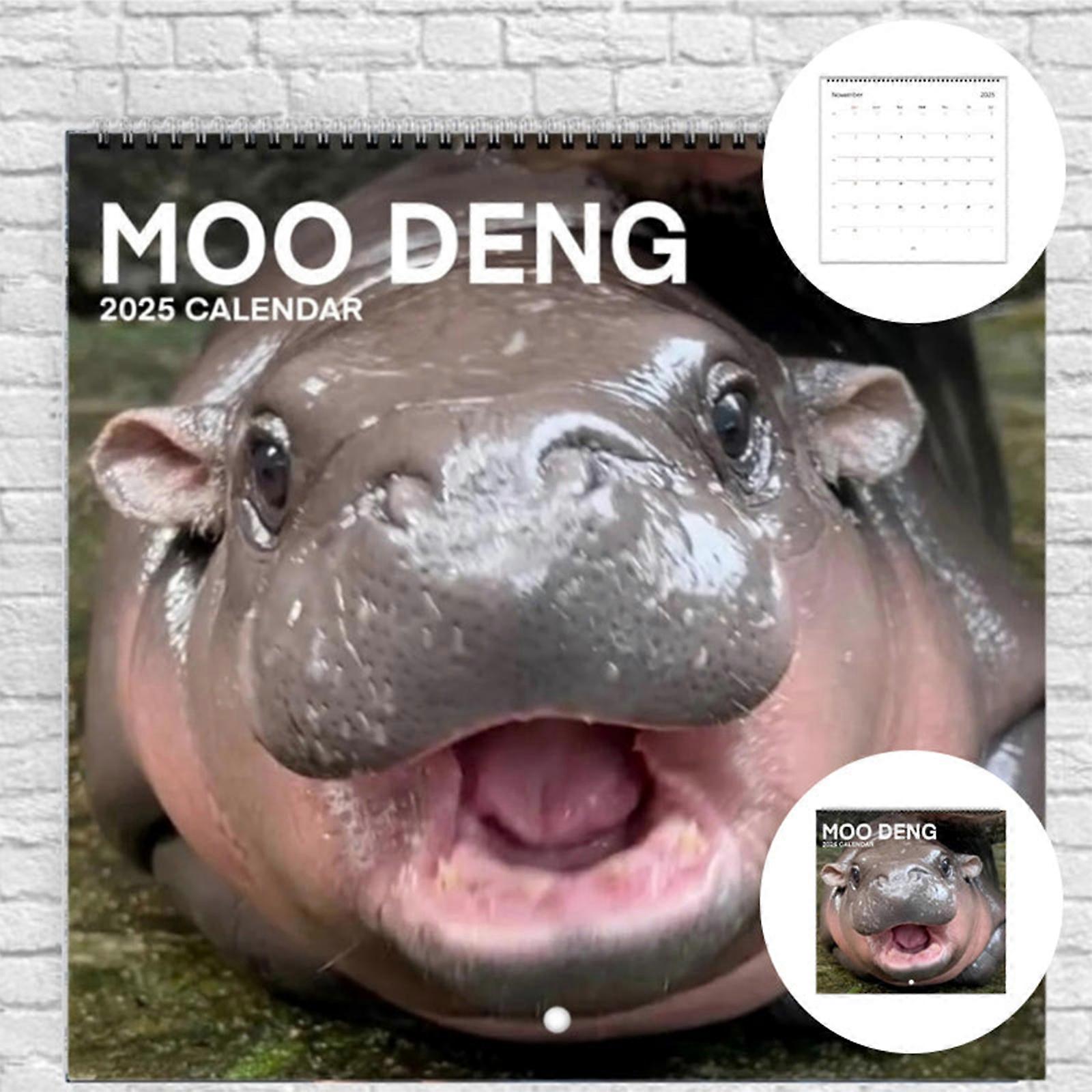 Moo Deng Kalender | 2025 Wandkalender | Muh Deng Nilpferd Meme