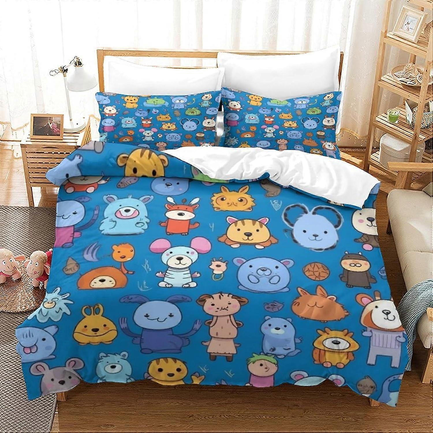 סט מצעים MV591 ינשוף אנימה כיסוי שמיכה כיסוי שמיכה הדפסת תלת מימד כיסויי שמיכה לבנים בנות סט מצעים מיקרופייבר רך עם כיסויי כריות עם YF591