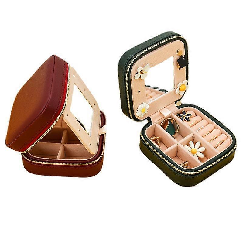 Couvercle à rabat portable avec boîte de rangement de bijoux miroir