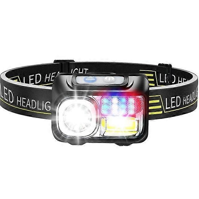 9 Light Modes LED Headlamp Rechargeable Powerful Head Lamp Built-in Battery Outdoor Camping Headlight Head Flashlight Head Light