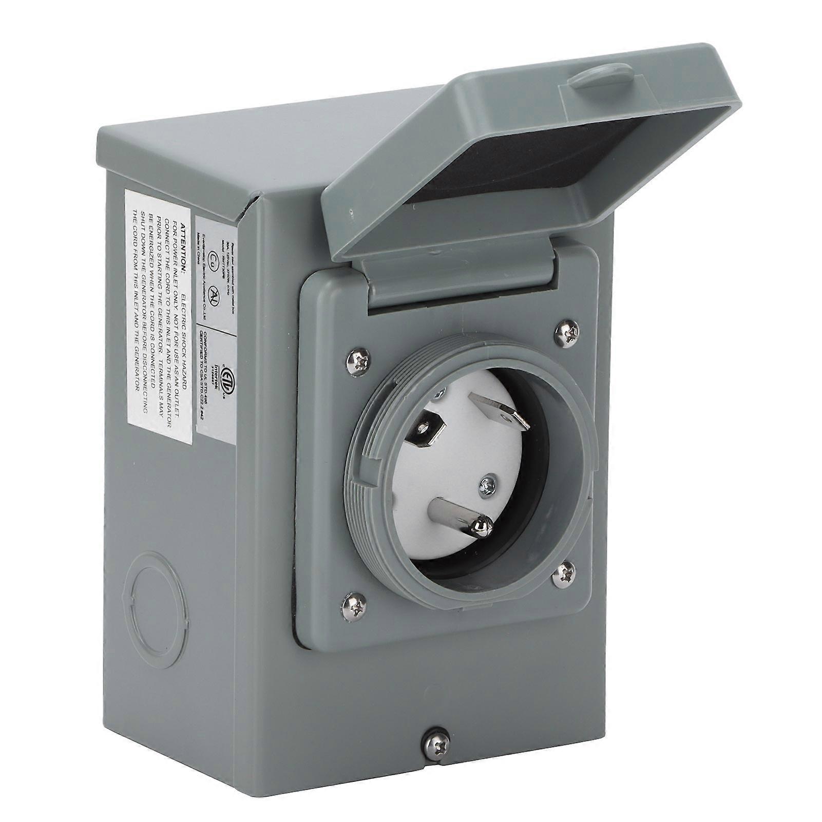 30A Generator Power Inlet Box 125V 3750W Outdoor Weatherproof Socket Accessory for RV