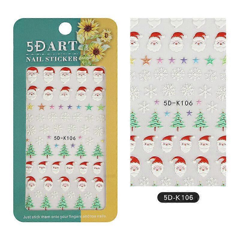 Xmas Snowflakes Santa Nail Αυτοκόλλητα 5D ανάγλυφο Χριστούγεννα Decal Nail Slider Νέα