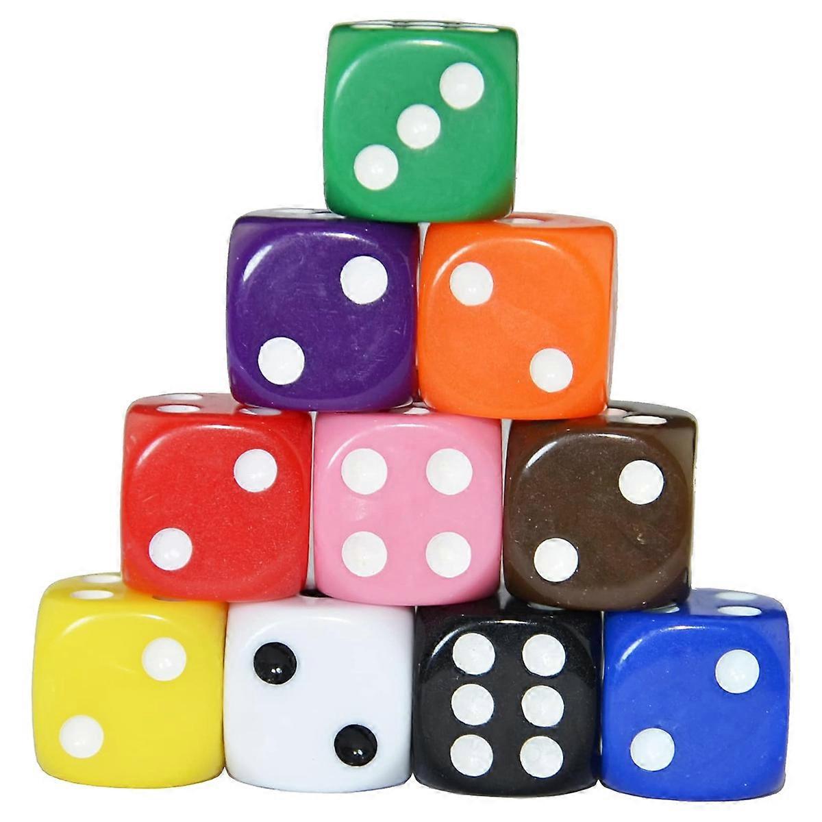 Set of 10 Colours Dice Set, Eye Dice, Acrylic Play Dice, 16 mm 6-Sided Dice Set, Colourful Dice Games, Table Games, Multicoloured Dice Set
