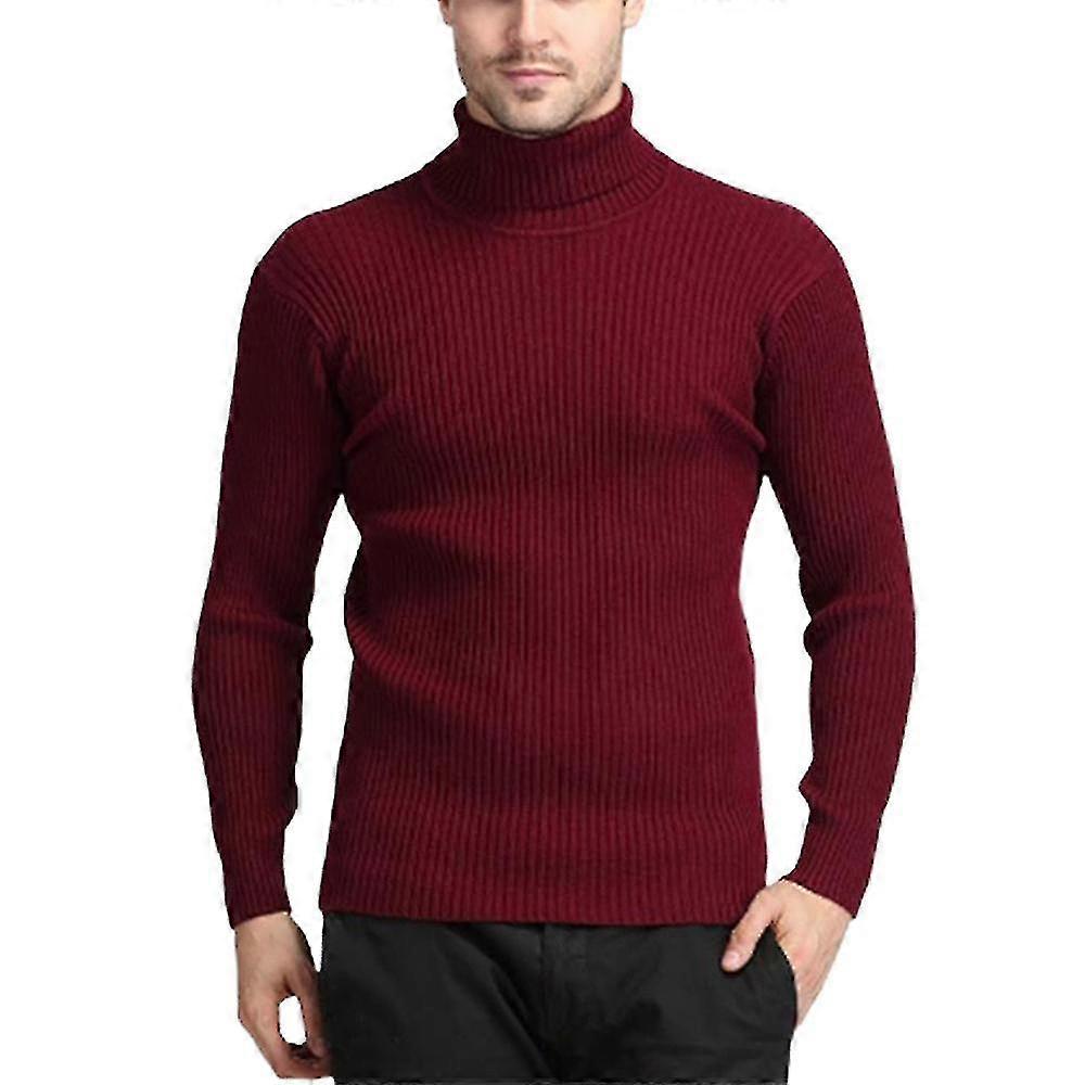 Männer Solid Slim Fit Rollkragenpullover Strickpullover Langarm Pullover Tops