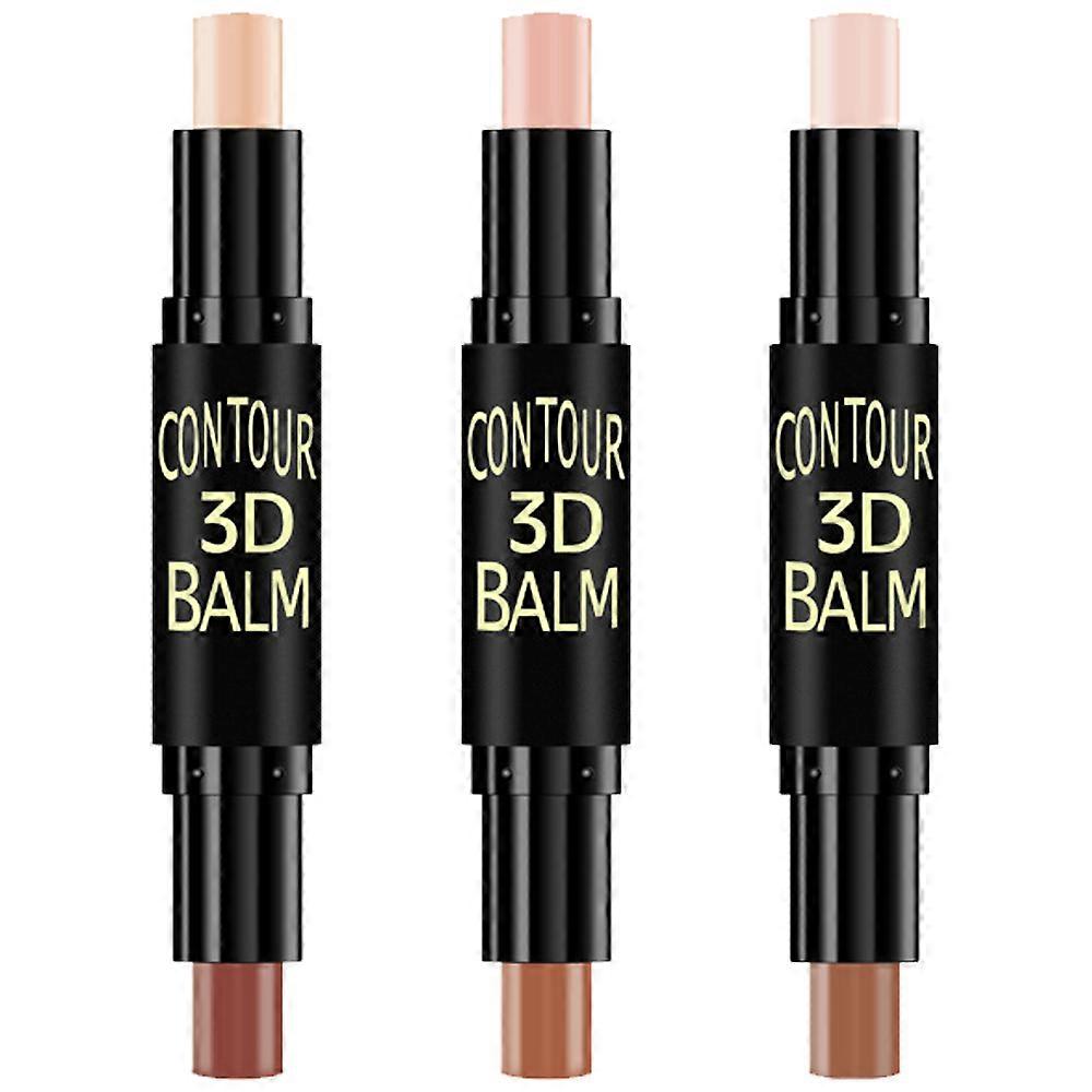 KXJ-Dual-ended Highlight & Contour Stick Make up Concealer Kit for 3D Face Shaping Body Shaping Make up Set 3PCs
