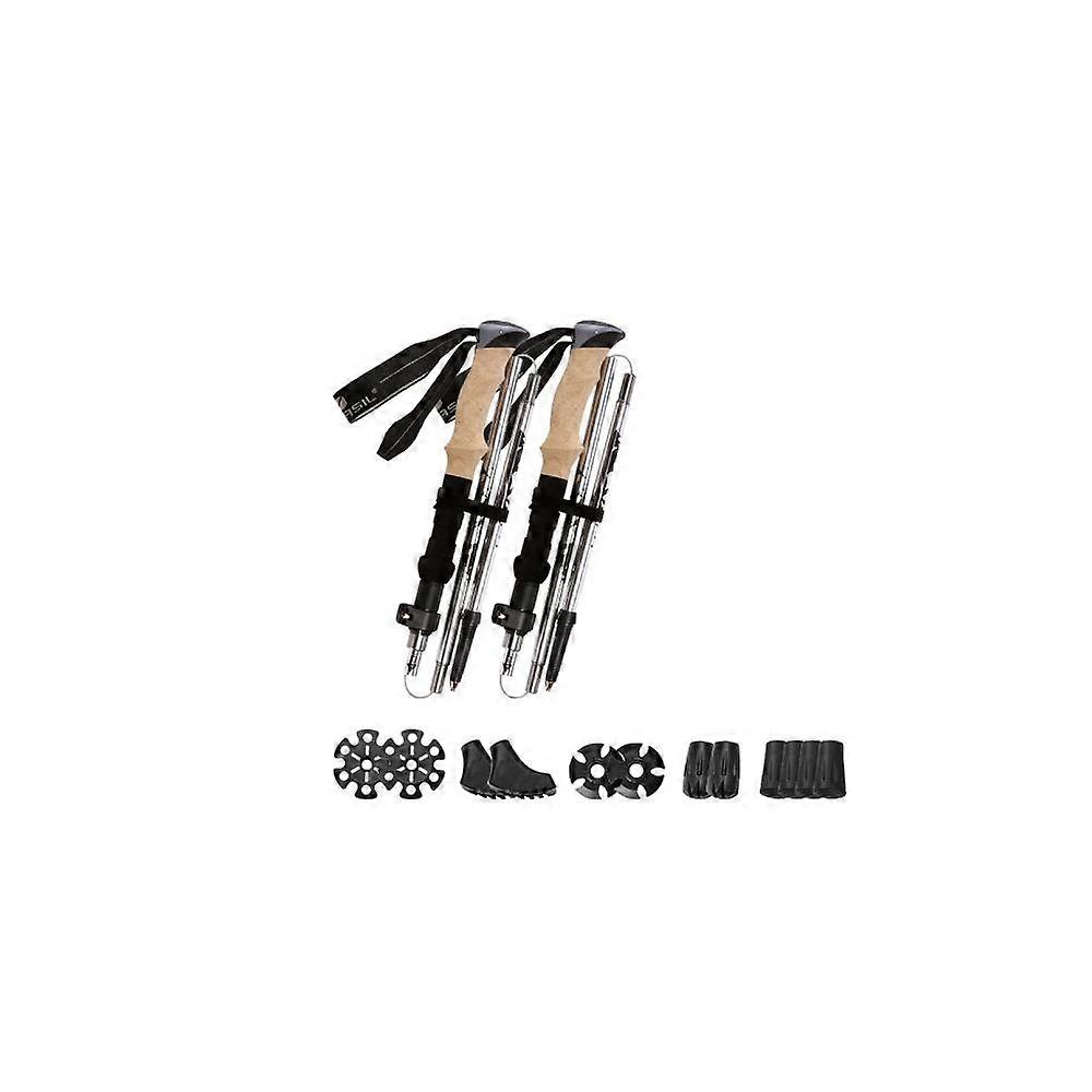 Trekking Pole 2 PCS Telescopic Trekking Pole Silver Aluminum Alloy Nordic Trekking Pole Adjustable Length 36-130cm Ultra-lightweight, anti-shock and a