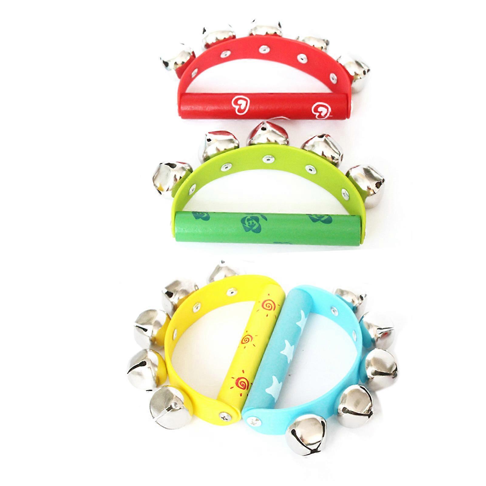 Tambourine Musical Instruments Half Moon Jingles Handheld Percussion with Ergonomic Handle Grip for Kids Adults