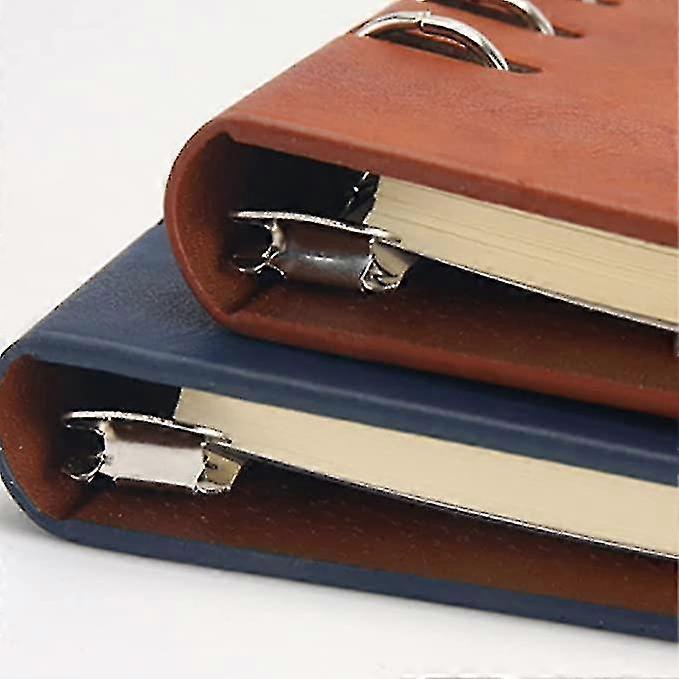Leather Binder Journal A5 Rechargeable Notebook 6 Trous Binder Ruled Notebook Dark Blue Notebook Personal Notepad (h-3)