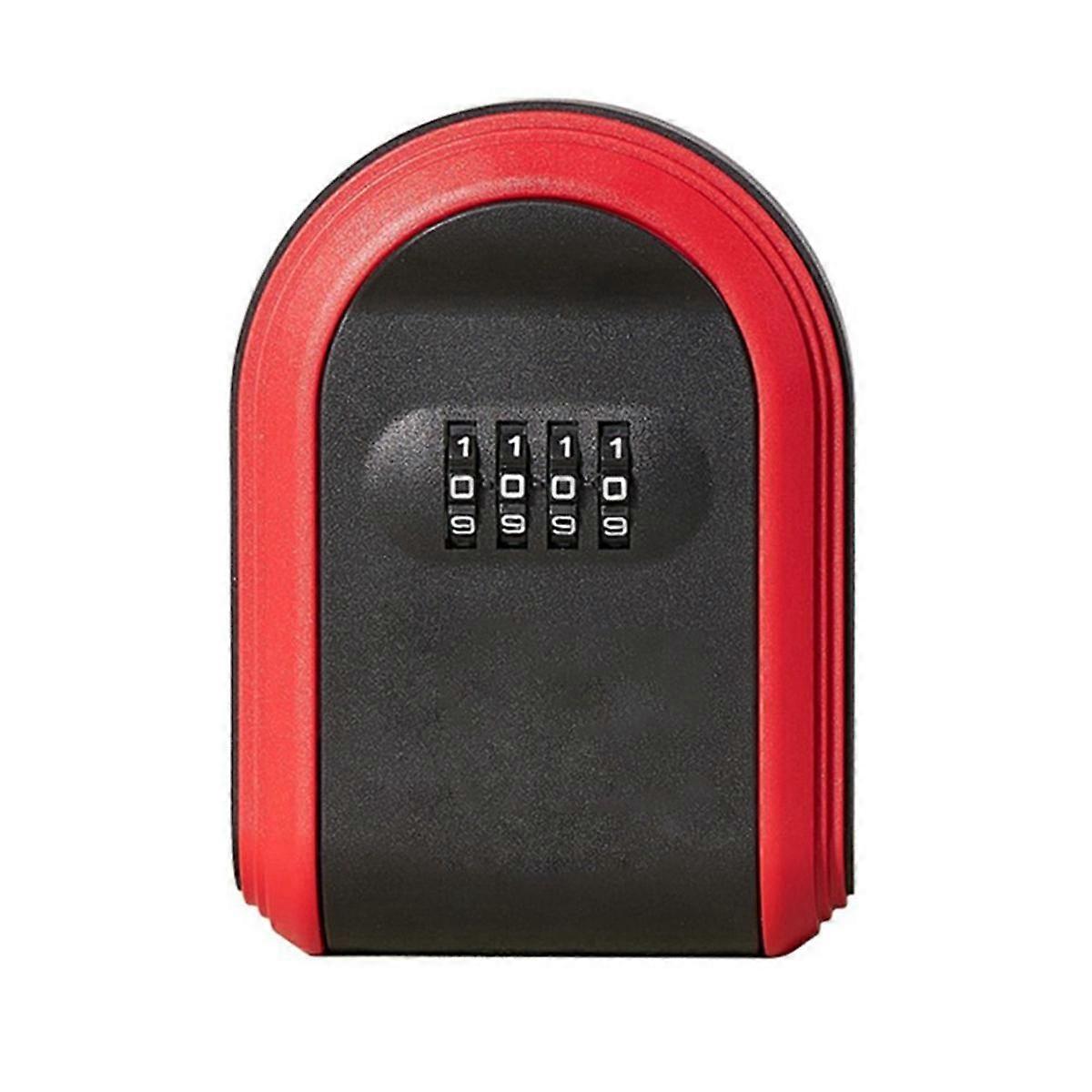Key Safe Box Weatherproof 4 Digit Combination Outdoor Key Security Storage Case Key Lock Box Wall Mounted,Black & Red