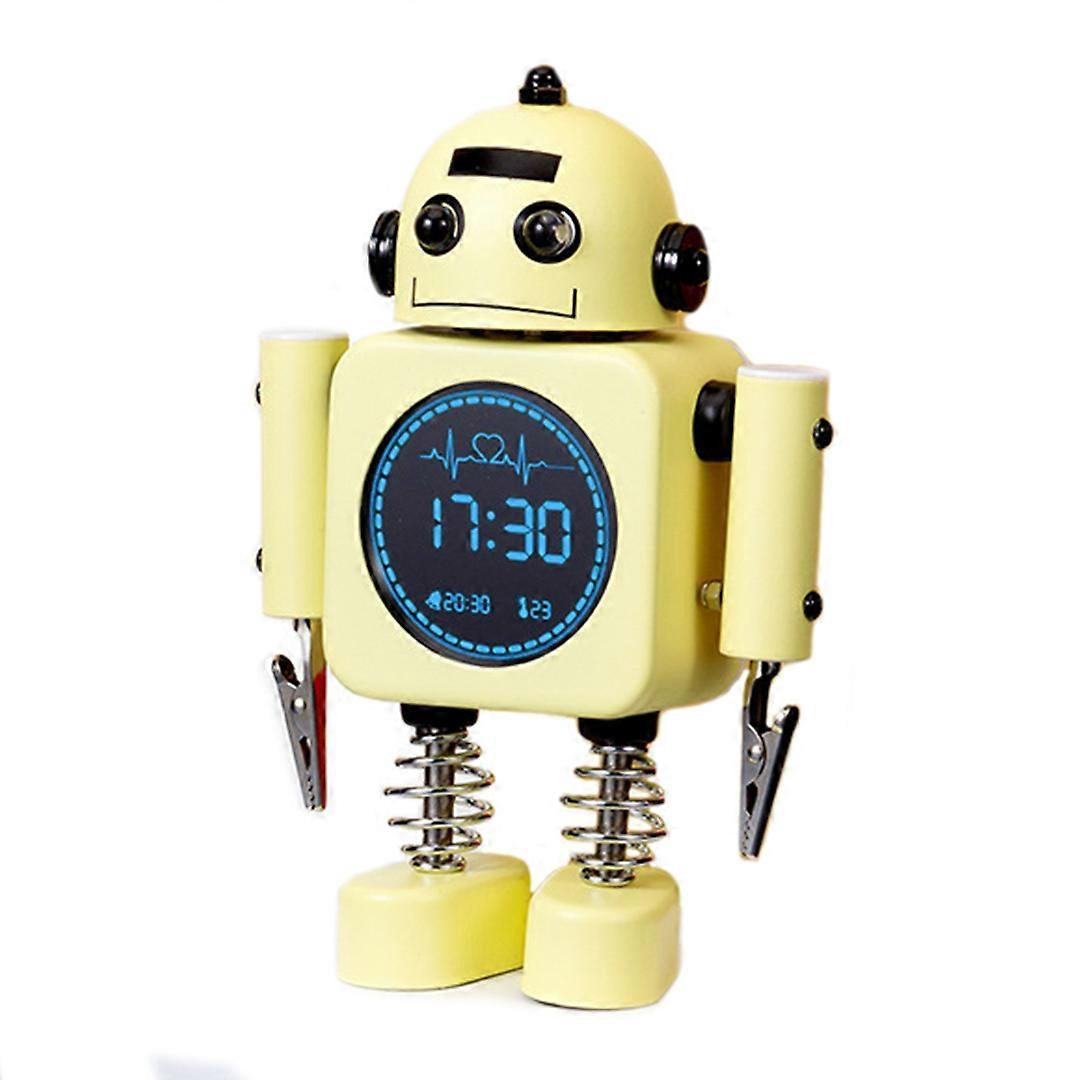 Robot alarm clock student electronic temperature clock boy gift Yellow