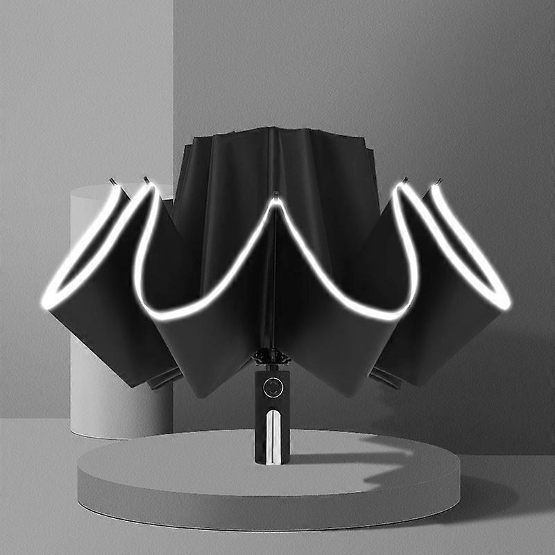 Fully Automatic UV Umbrella With Reflective Stripe 10 Ribs Auto Open and Close Portable Travel Umbrella Large Rain Sun Umbrellas