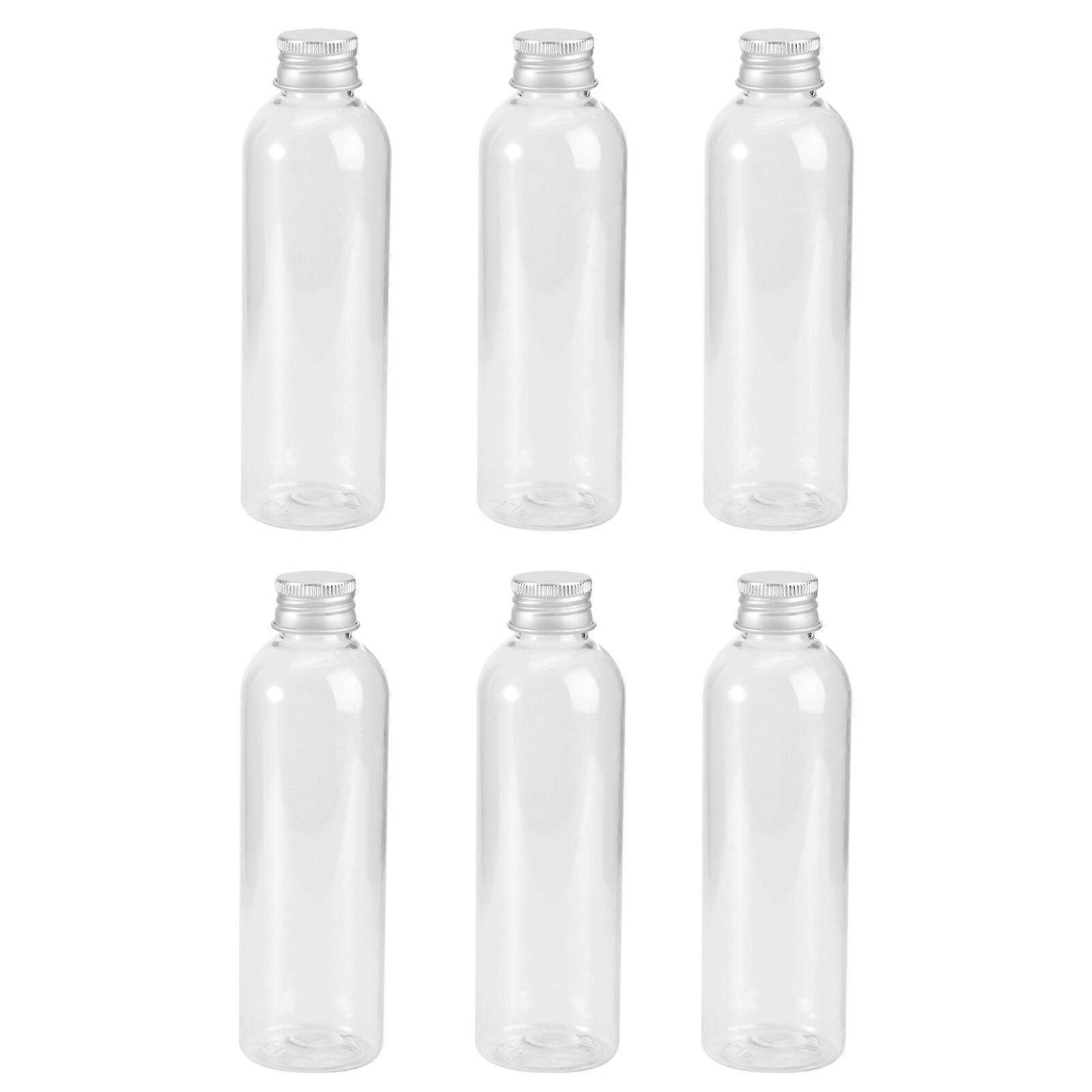 6pcs 200ml Transparent Plastic Bottles Refillable Empty Container Jars Boxes Tins With Aluminum Lid