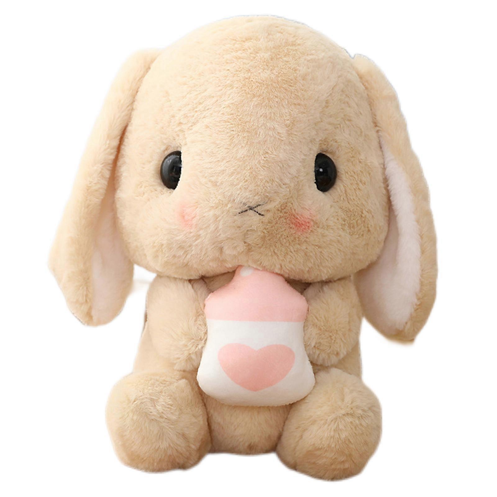 Sitting Lop Eared Rabbit, Soft Toy - Easter White Rabbit Stuffed Bunny Animal with Carrot Soft Lovely Realistic Long-Eared Standing Pink Plush Toys ,1