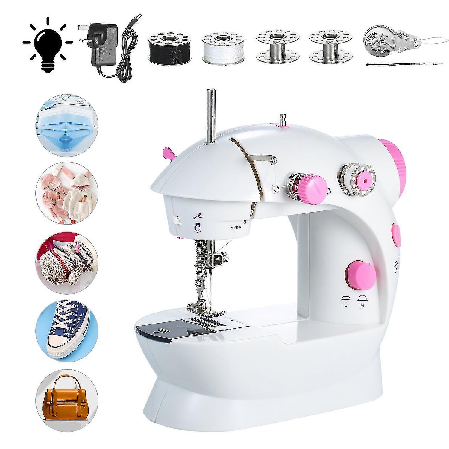 Mini Sewing Machine Adjustable 2-Speed Double Thread Portable Electric Household Multifunction Sewin