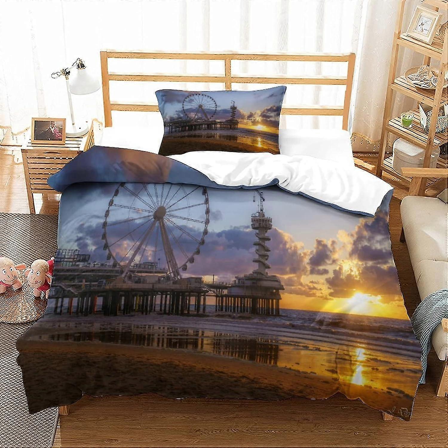 o4239 Bed Sheets Brighton Pier Bedding Duvet Cover Set Printed