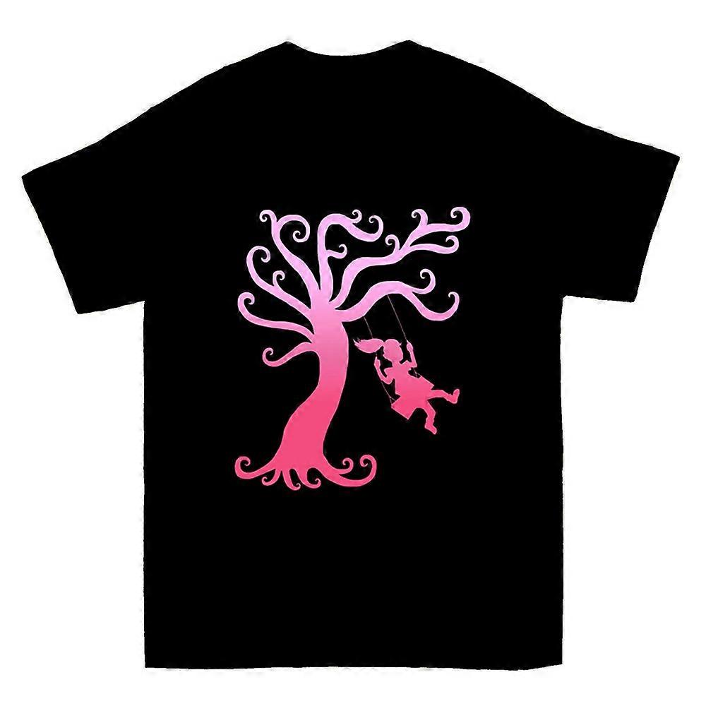 Pink Girly Tree Swing Silhouette T-shirt
