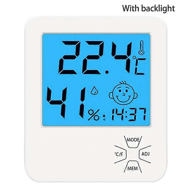 Digital Thermohygrometer Temperature Humidity Clock LCD Electronic Thermometer Hydrometer Meter With Stand Humidity Gauge-With backlight