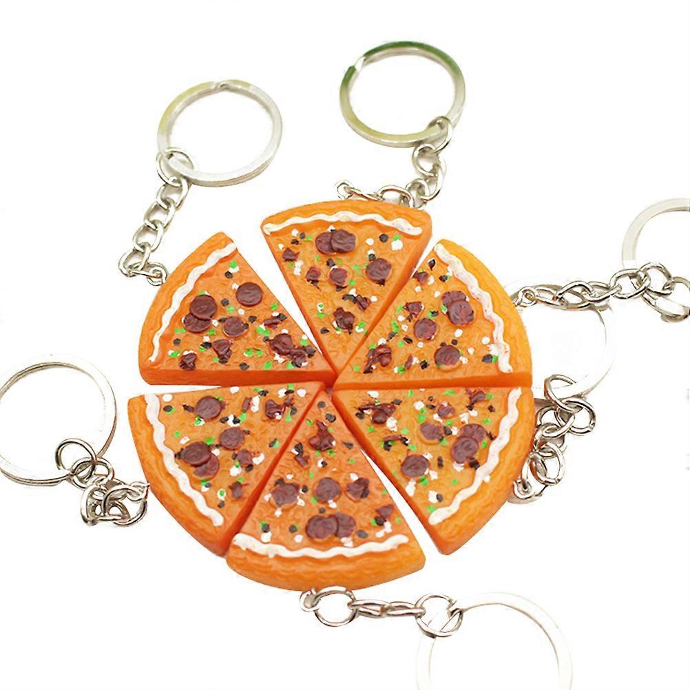 6st Simulering Mat Nyckelringar Pizza Harts Hängen Väska Nyckelringar Nyckelringar För Flickor Pojkar