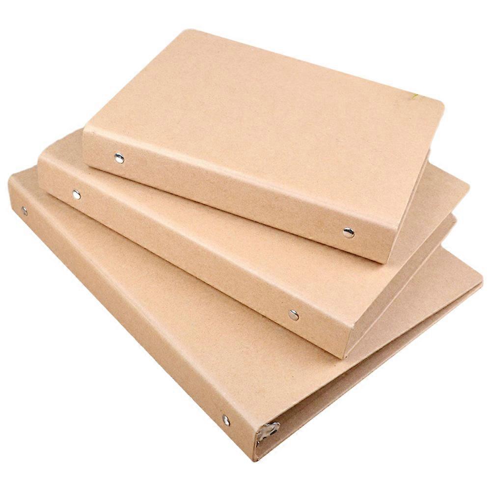 3Pcs Kraft Paper Binder Refillable Notebook Cover Loose-leaf Notebook Shell Students Binder Shell