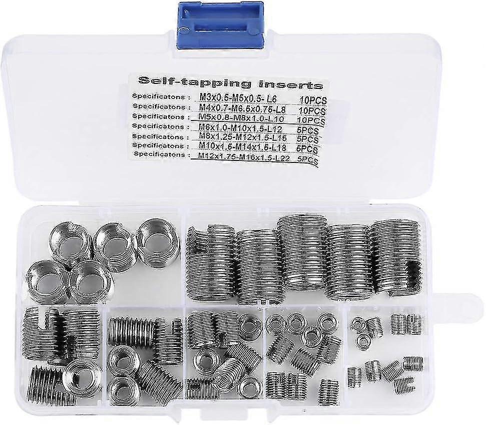 50pcs 302 Stainless Steel Self Tapping Threaded Inserts, Helical Self Tapping Thread Insert Screws