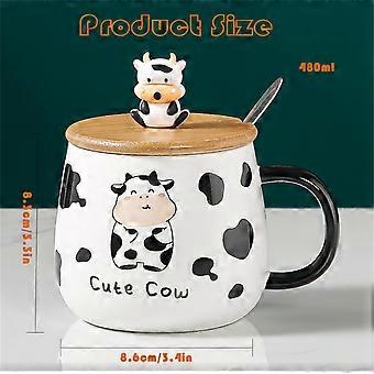 Süße Kuh-Keramiktasse Mit Deckel & Löffel – 480 Ml, Spülmaschinenfest – Perfektes Geschenk Für Frauen