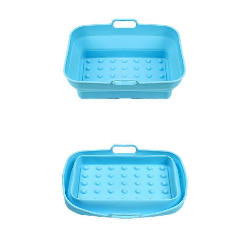 2pcs Air Fryer Mat Baking Tray, Specification: Rectangular Dot Blue