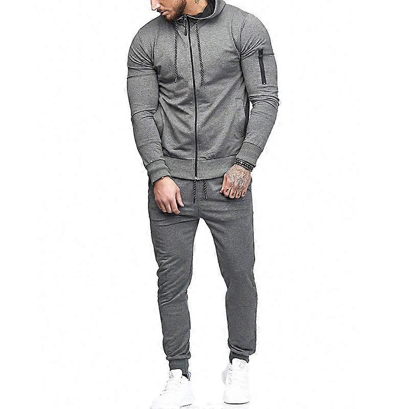 Men Sports Tracksuit Set Casual Hoodies Jogger Gym Coat Top Trouser Outfit