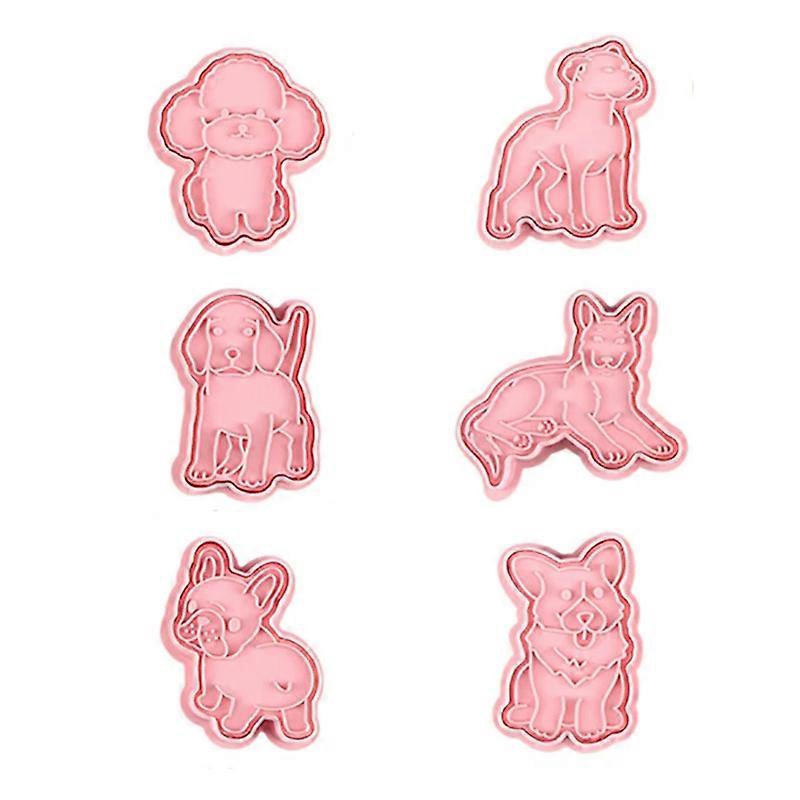 6Pcs / Set Adorable Dog Pattern Cookie Cutter Résistant à la chaleur Multi-usage PP Moule à chocolat pour la maison