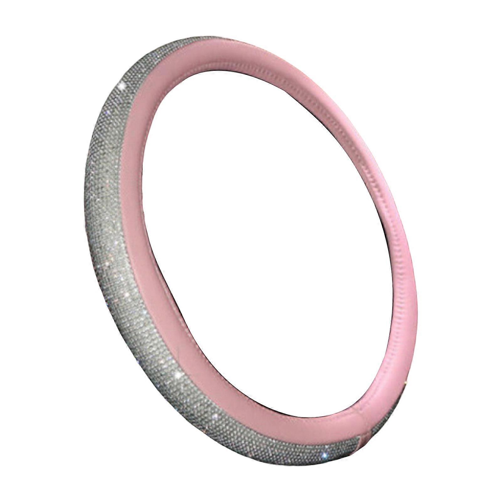 Steering Wheel Cover Non-slip Easy to Install Anti-scratch Wear-resistant Protective Comfortable Grip Rhinestone Stylish Handlebar Cover for Car mengx