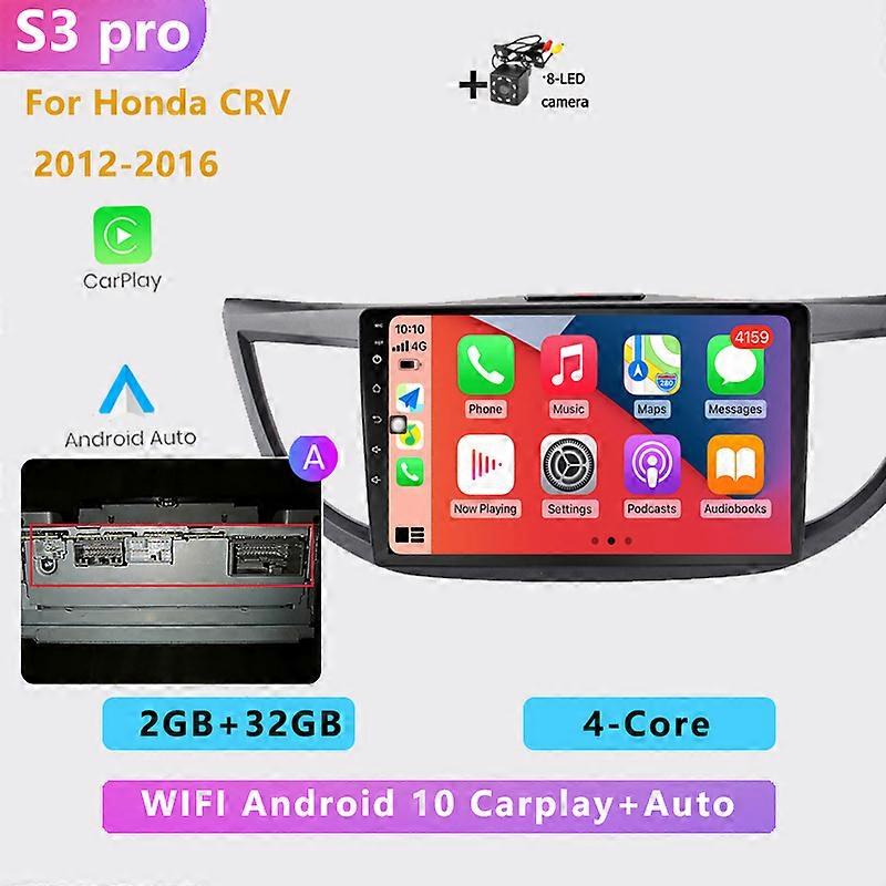 4G+64G 8-core 2DIN Android 10 Car Radio Stereo Multimedia Player Carplay Auto WIFI GPS navigation for Honda CRV CR-V 2012-2016