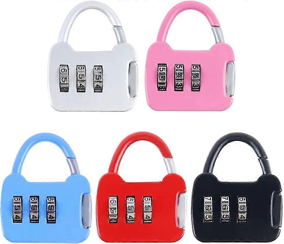 5 Pcs Combination Lock,3 Digit Code Padlock,Mini Combination Padlock,Security U Code Padlock With Alloy Body,For Gym