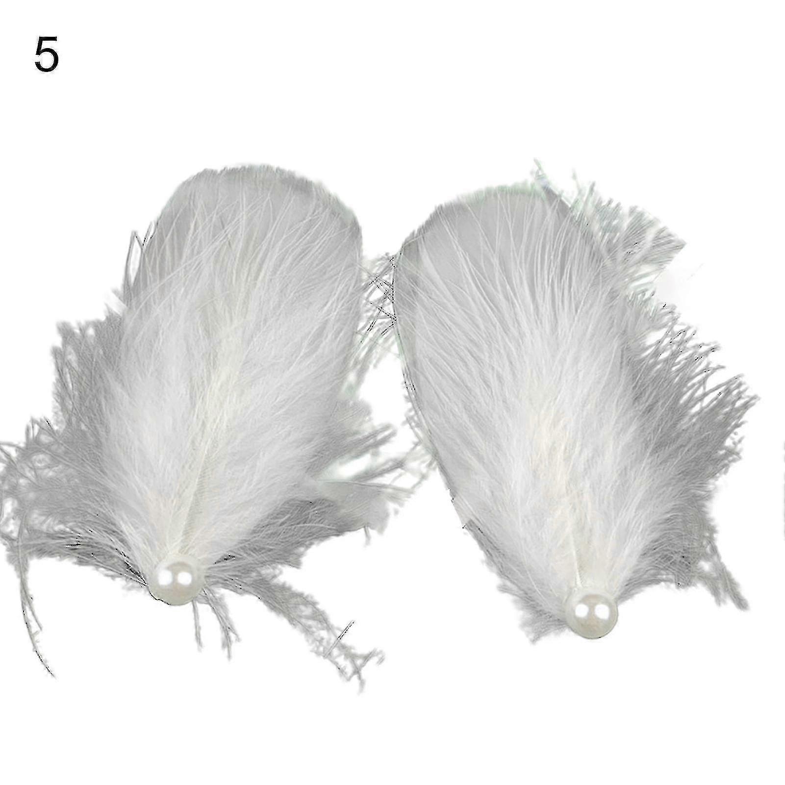 2 قطع ريشة الشعر كليب فو اللؤلؤ حجر الراين دبوس الشعر حزب غطاء الرأس (الحجم: 12)