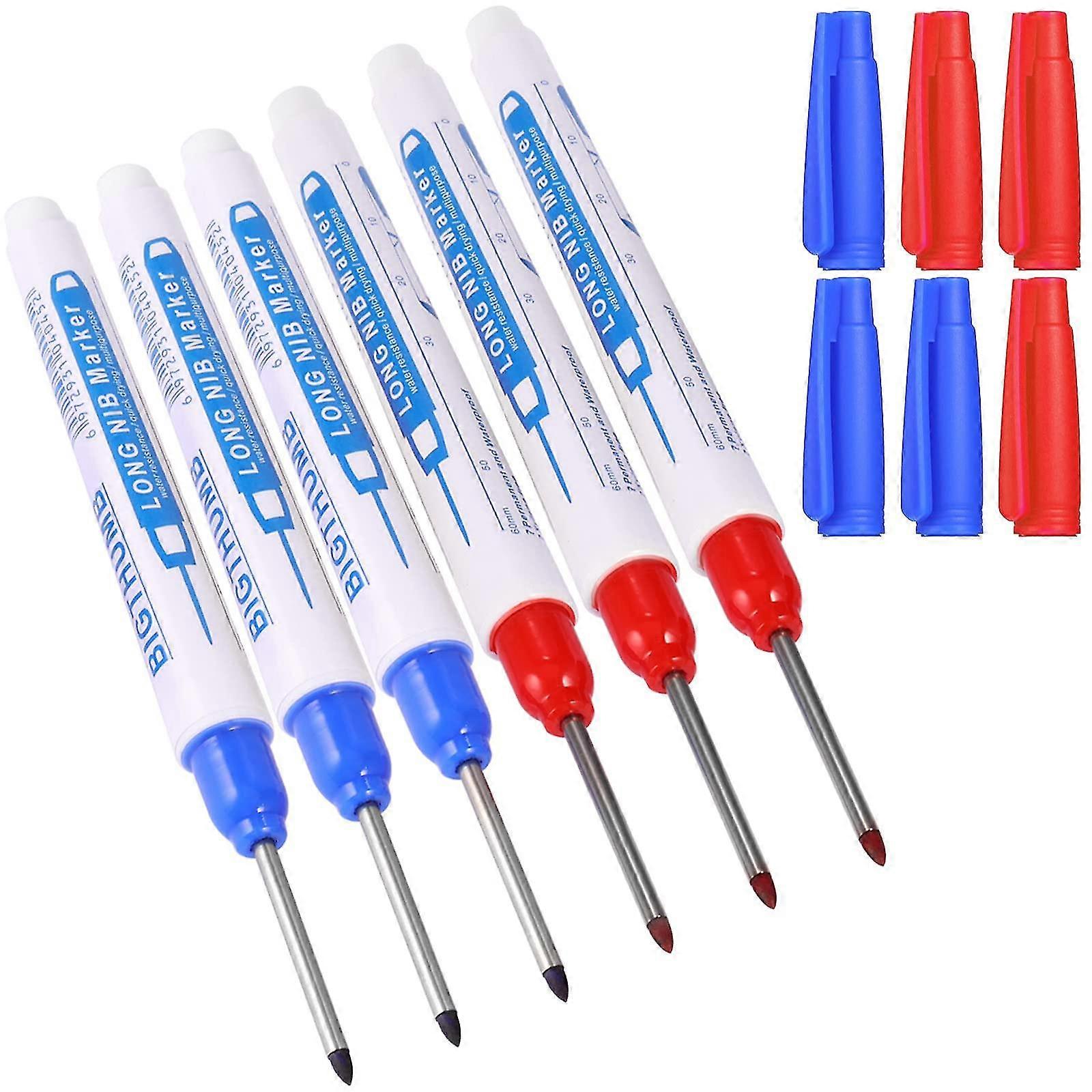 6pcs Deep Hole Marker Pens,  30mm Extra Long Reach Pen, Borehole Marker Marking Tool