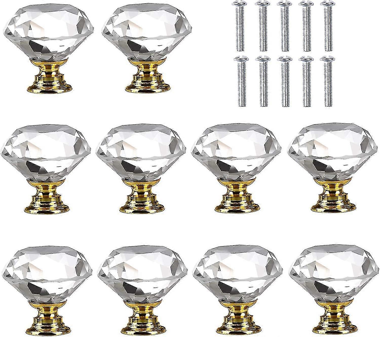 10 Pcs Crystal Cabinet Knobs In 30mm, Drawer Knobs Crystal Knobs Furniture