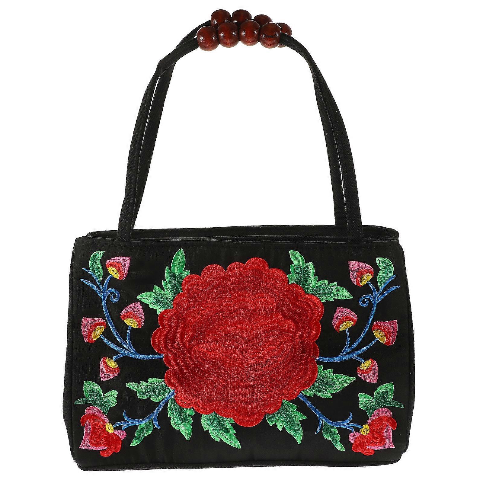 1PC Double Side Embroidered Handbag Retro Casual Ethnic Style Shoulder Bag for LadyRandom Pattern