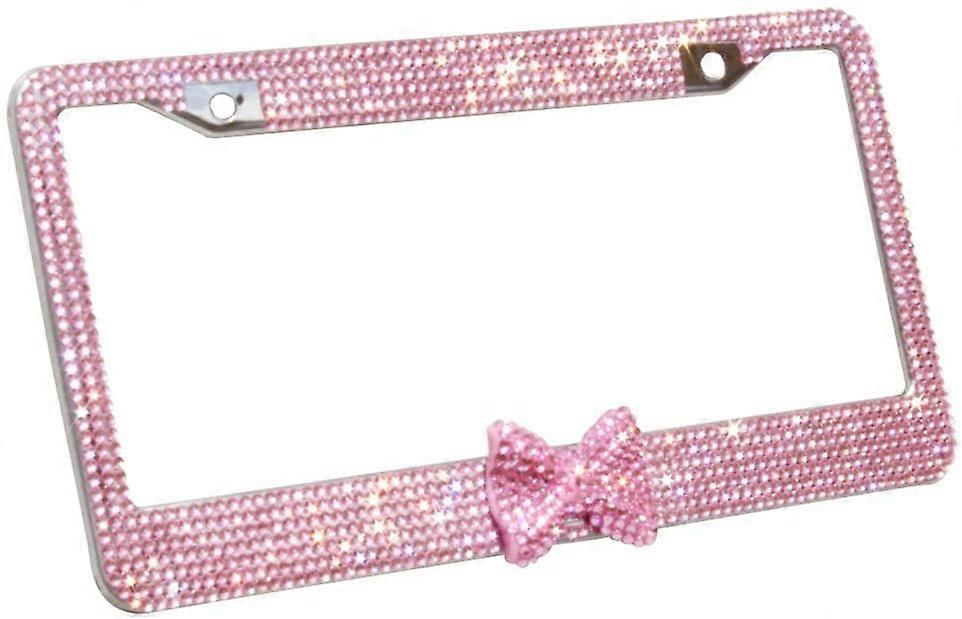 7 Rader Bling Bling Rhinestone Rustfritt Stål Nummerskilt Ramme Necktie Skinnende Nummerskilt