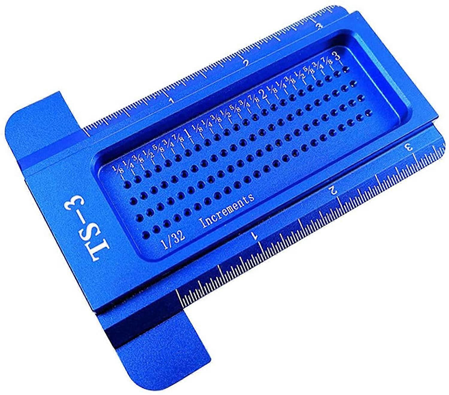 BlueTS-3Carpintería Trazador Regla tipo T, SYWAN TS-3 / TS-8 Calibre de trazado de posicionamiento de orificio Aleación de aluminio Medición de precisión imperial para carpintero (T