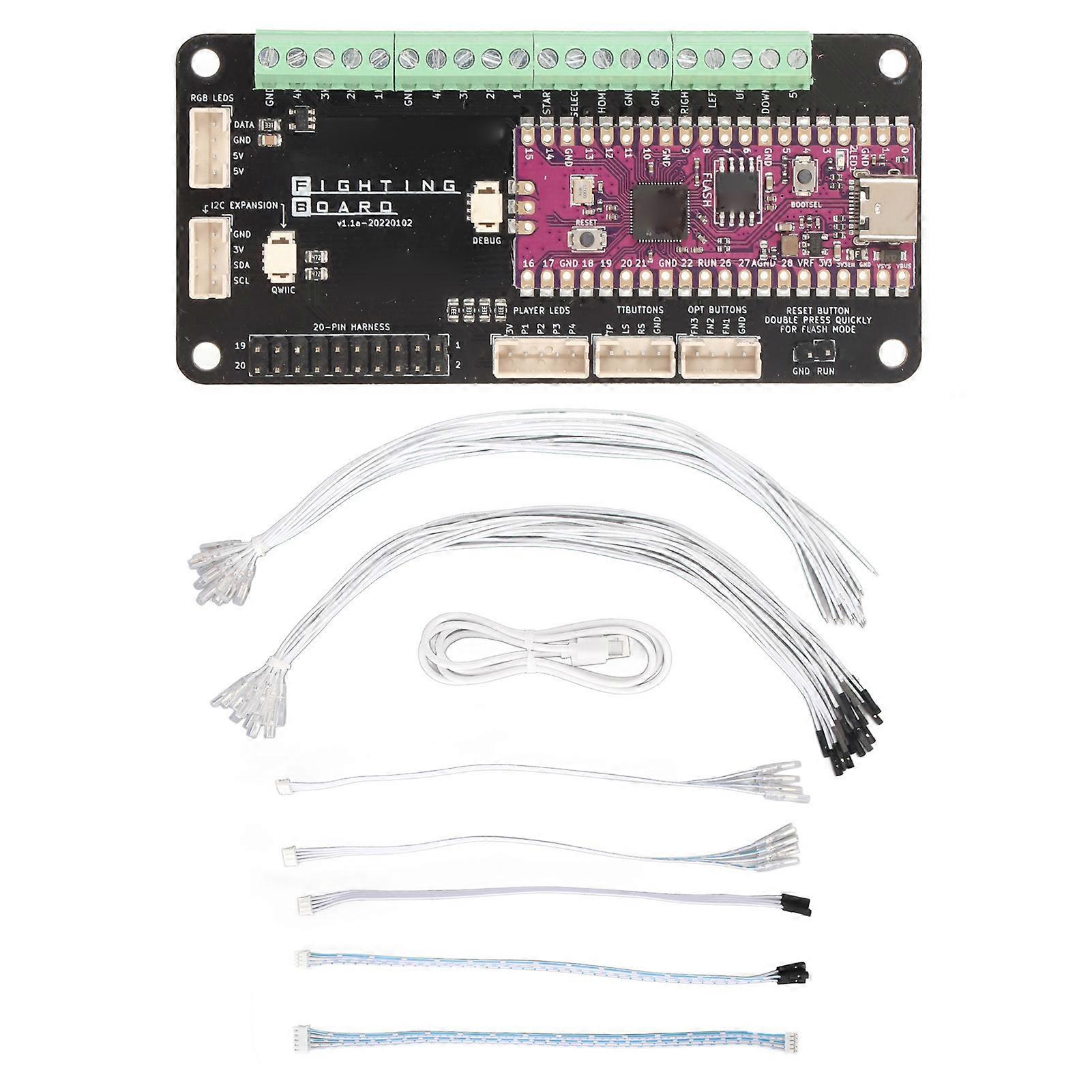 For Pico Fighting Board Type C Interface RGB LED 3 Input Modes GP2040 Fighting Board for Raspberry for PS3