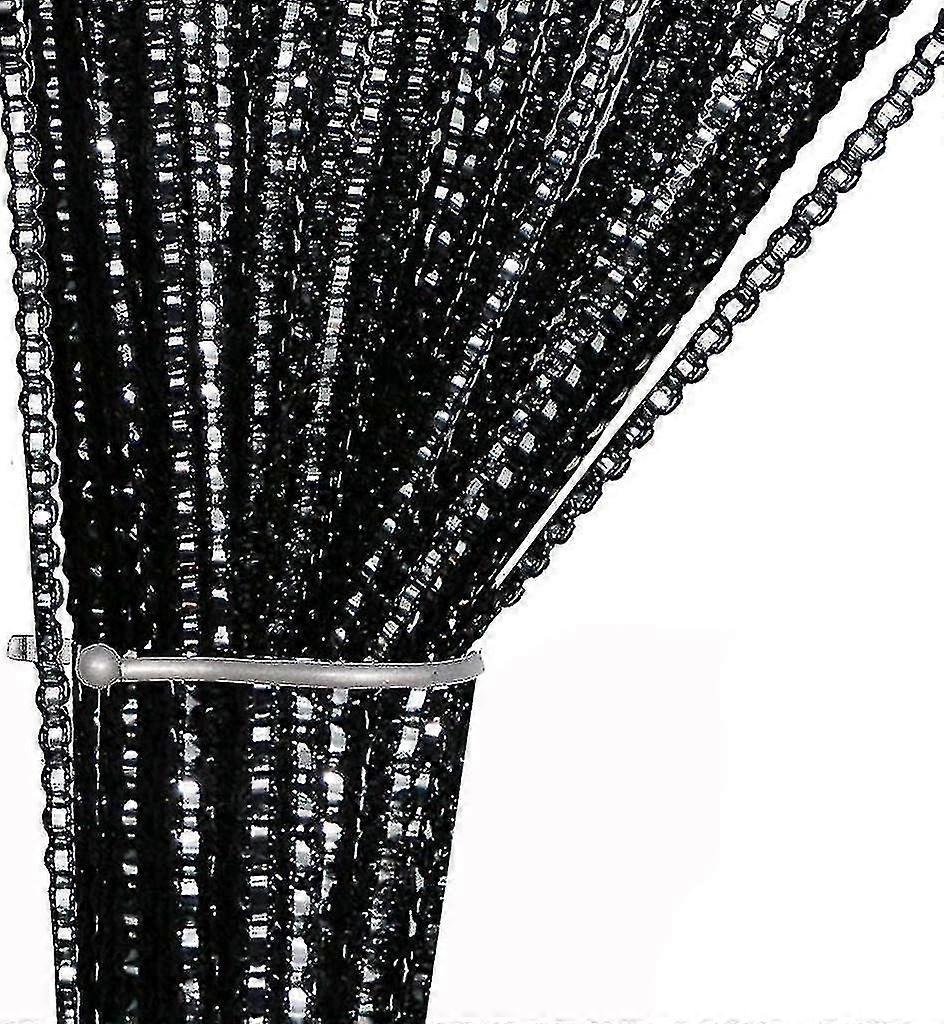 String Türvorhang Gitter String Vorhang für Türöffnungen Trennwand oder Fenstervorhangplatte 39 "x78,5" (schwarz)