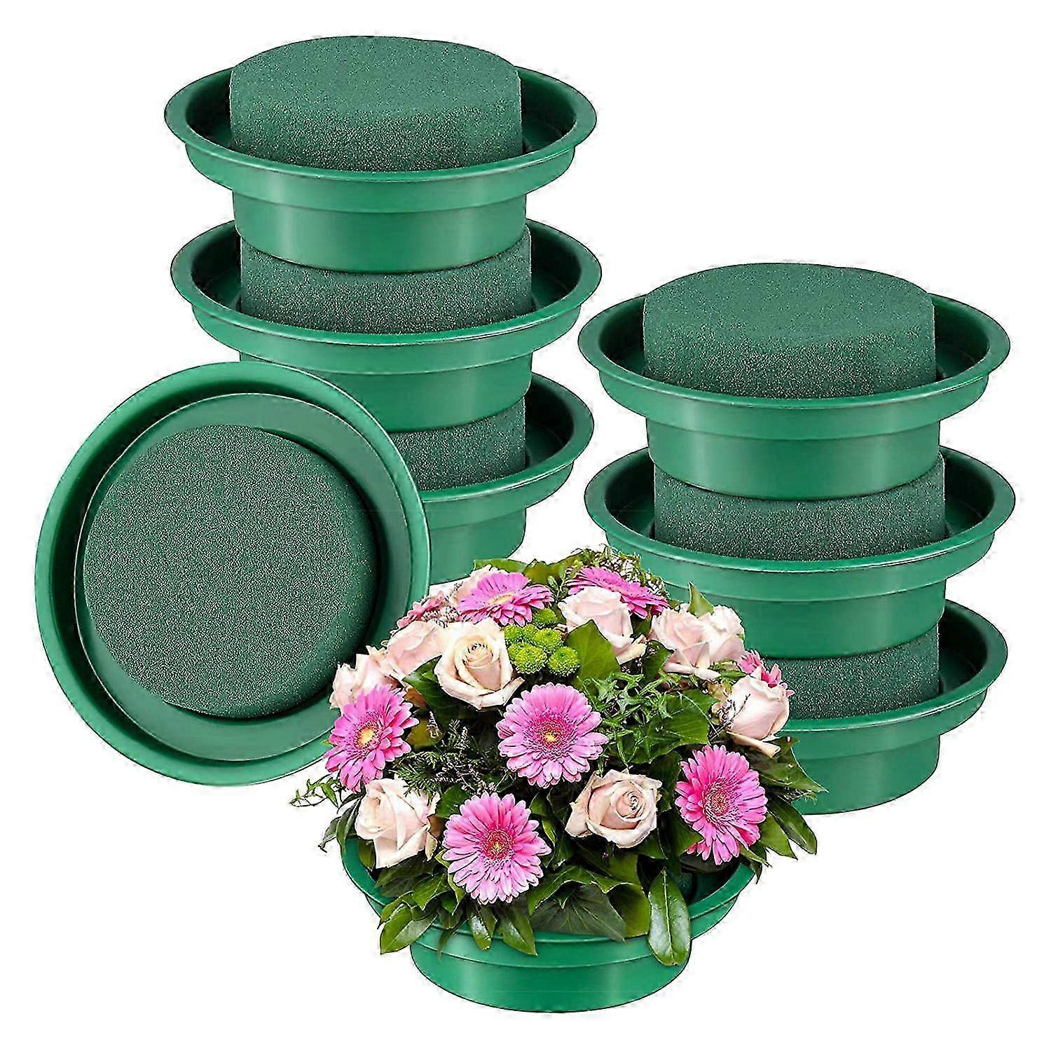 8 Pack Floral Foam Round Bowls DIY Flower Arrangement Kit Green Round Wet Floral Foam Blocks for We