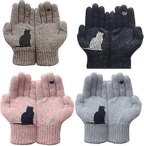 Ladies Woolen Gloves And Outdoor Warm Cat Gloves