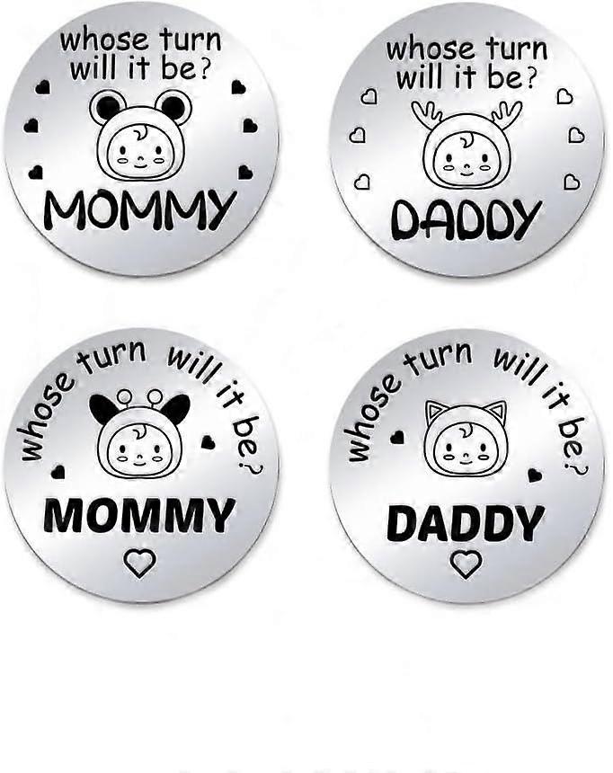 2pcs Decision Coin Funny New Parents Decision Maker Double-Sided Decision Coin Stainless Steel Challenge Coin for First Time Mommy Daddy Push Present