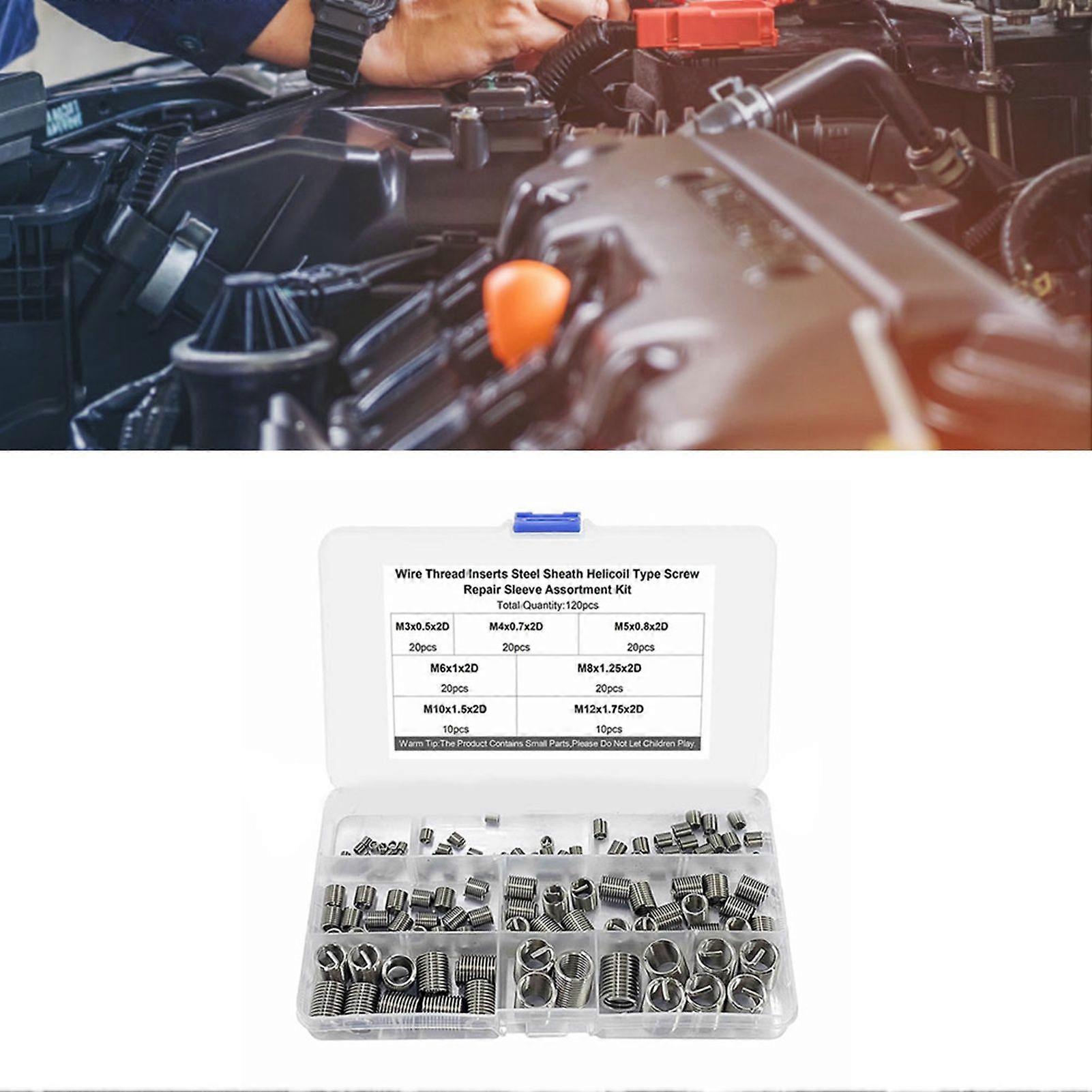 120 Pcs Insert Nut M3 M4 M5 M6 M8 M10 M12 Stainless Steel Shock Impact Resistant Threaded Insert Set