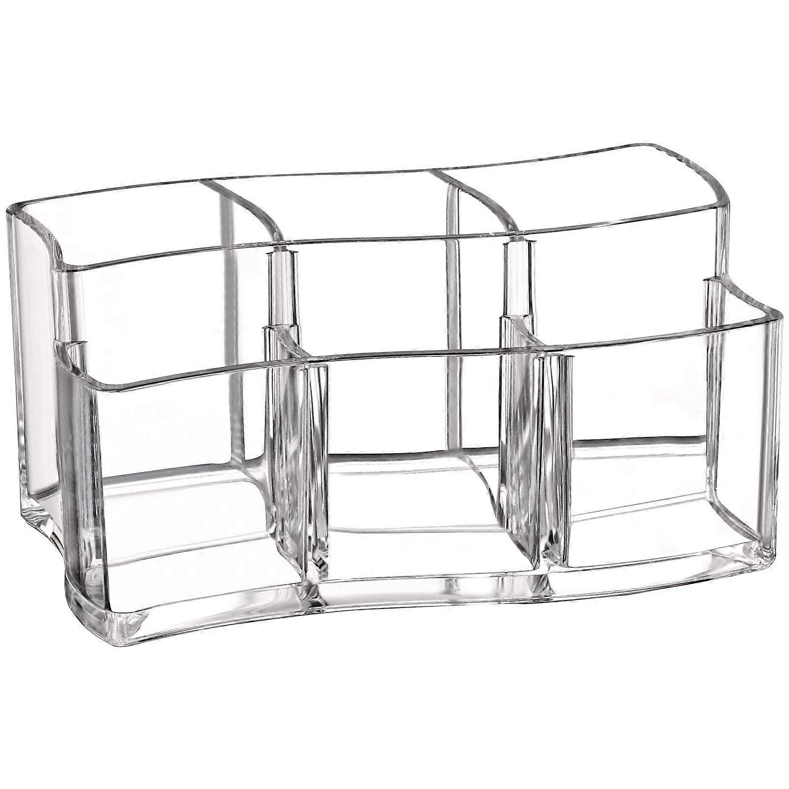 6 Slot Clear Makeup Brushes Holder Organizer for Eyebrow Pen Container