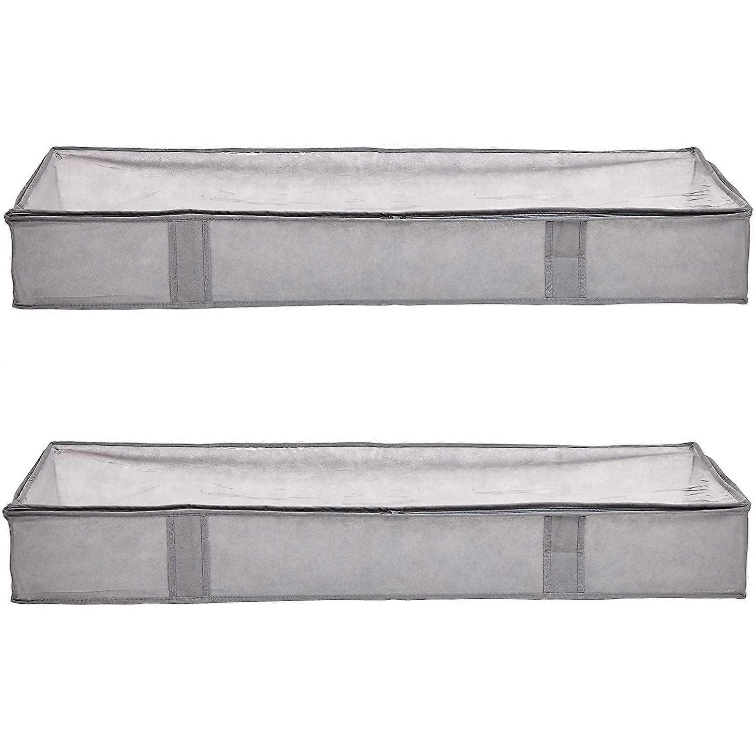 2-Pack Fabric Storage Container Bags with Zipper for Under Bed, 18 x 42 x 6 Inches Blankets Organizer