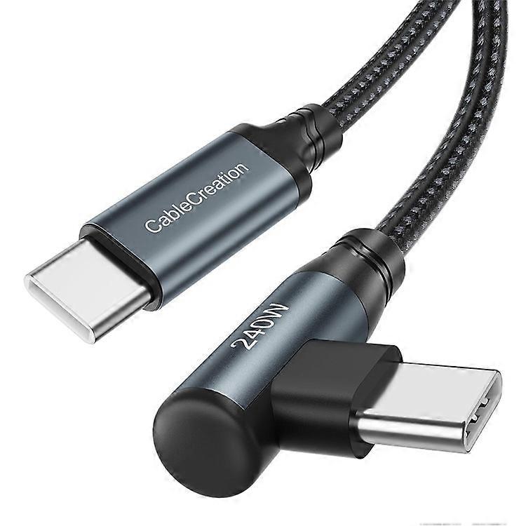 CABLECREATION CC1306 0.91m Type-C to Elbow Type-C 240W Fast Charging Nylon Braided Data Cable